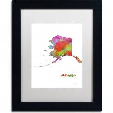 Trademark Fine Art "Alaska State Map-1" Canvas Art by Marlene Watson, White Matte, Black Frame   